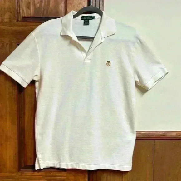 Lauren Ralph Lauren Cream Colored 3 Button Men Polo Shirt Size Small - Picture 1 of 10
